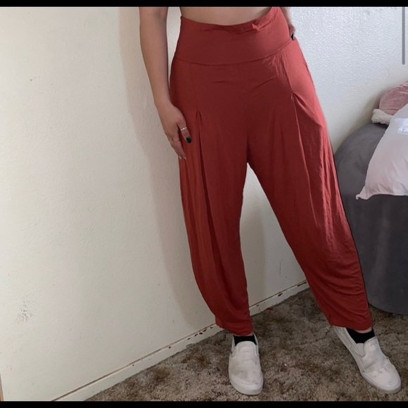 Free People Beach Orange Yoga Wide Leg Hippy Pants - Picture 2 of 6